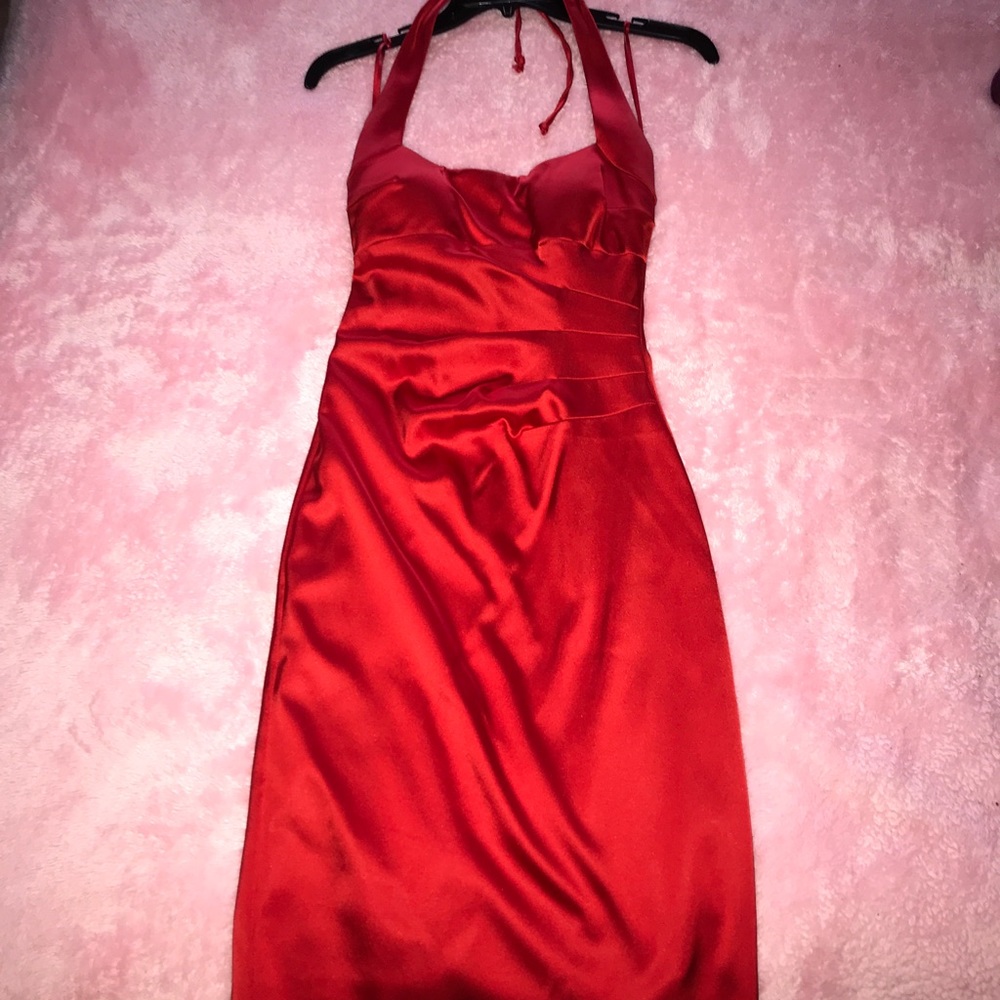 Cache Red Halter Cocktail Dress